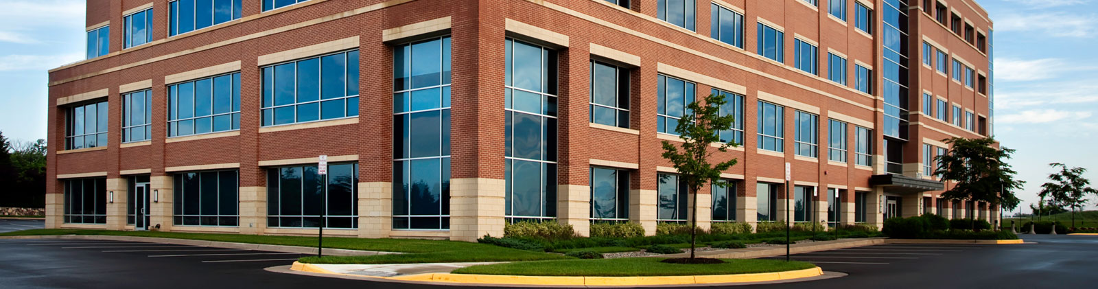 Illustrative: modern commercial office building exterior