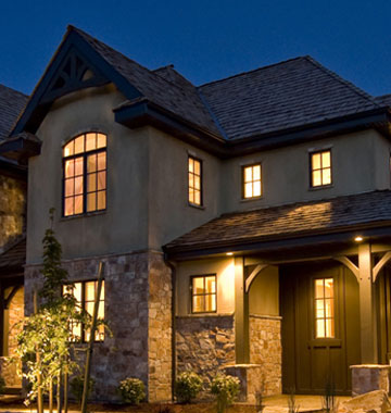 Illustrative: renovated home exterior at dusk