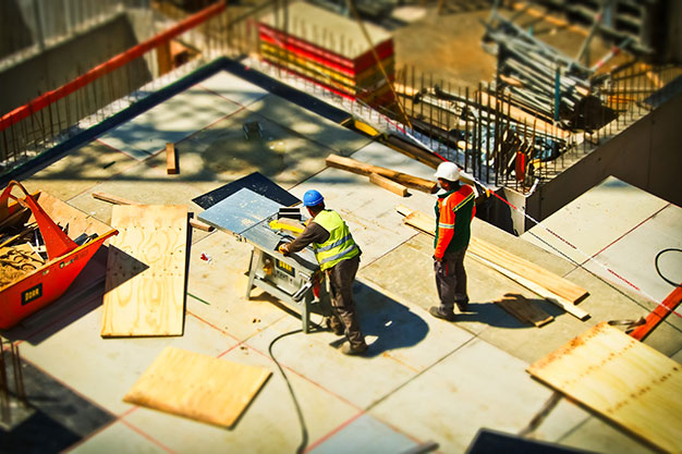Illustrative: construction crew working on a job site